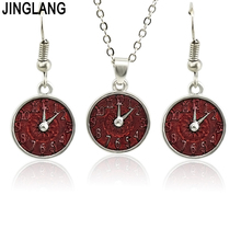 JINGLANG New Clock Earring Pendants Necklace Set For Women Crystal Color Necklaces Fashion Jewelry Christmas Gift 2024 - buy cheap