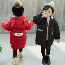 Зимняя длинная куртка для девочек теплая дутая куртка хлопок Костюмы рога с капюшоном Детское пальто для маленьких мальчиков пальто Детская парка 2024 - купить недорого