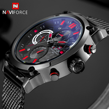 NAVIFORCE-reloj analógico de acero inoxidable para hombre, accesorio de pulsera de cuarzo resistente al agua con calendario de 24 horas, complemento Masculino de marca de lujo con diseño moderno 2024 - compra barato