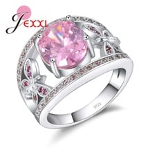 Light Pink Crystal Exquisite Butterfly Ring Silver for Women S925 Sterling Silver Finger Rings Christmas Gift 2024 - buy cheap