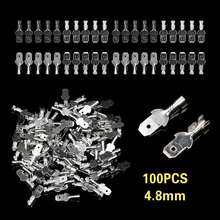 100Pcs Silver 4.8mm Insulated Electrical Wire Crimp Terminal Connectors Spade Crimping Terminal Connector 0.75-2.5mm2 2024 - buy cheap