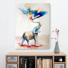 Skilled Artist Hand-painted High Quality Modern Abstract Funny Elephant Oil Painting on Canvas Spray Water Elephant Art Painting 2024 - buy cheap