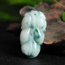 Natural A goods light green floating flower emerald leaf pendant Myanmar jade leaf pendant men and women jade neck ornaments 2024 - buy cheap