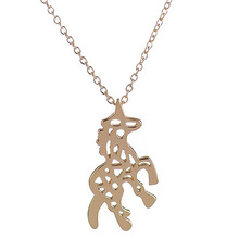 Wholesale 10Pcs 2016 New Lovely Hollowed Unicorn Pendant Animal Maxi Necklace Silver Gold-color Chain Women Kids Love Gift 2024 - buy cheap