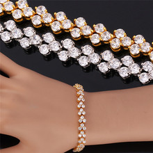 Pulsera de cristal joyería de moda regalo amarillo oro/plata Color de lujo claro AAA + Zirconia cúbica pulseras para mujeres H451 2024 - compra barato