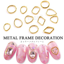 Marco de Metal hueco 3D para decoración de uñas, remache de oro para manicura, corazón redondo ovalado, 25 unids/lote 2024 - compra barato