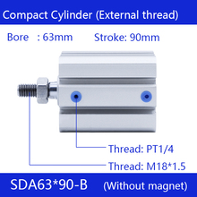 Cilindro neumático de aire de doble acción SDA63 * 90-B 63mm diámetro 90mm carrera rosca externa cilindros de aire compactos 2024 - compra barato
