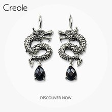 Drop Dangle Earrings Dragon Crystal,2019 Accessories Fashion Jewelry 925 Sterling Silver Ethnic Rebel Street Gift For Women 2024 - buy cheap