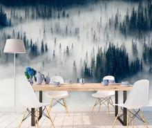 Misty Forest Wall Mural Large Photo Wallpaper for Living Room Hand Painting Foggy Forest Wallpapers Roll Wall Paper 3d Custom 2024 - buy cheap