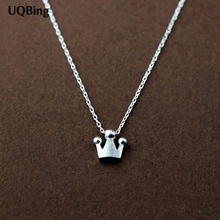Korea 925 Silver Crown Necklaces 925 Sterling Silver Necklaces&Pendants Jewelry Collar Colar Free Shipping 2024 - buy cheap