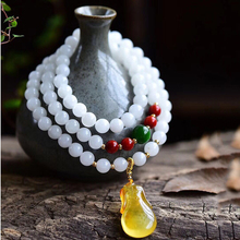 Женский браслет с подвеской Cheongsam, белый браслет с натуральным камнем, 6 мм 2024 - купить недорого