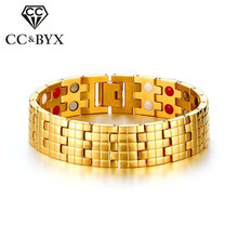 CC Magnetic Fashion Bracelets For Men 16mm Stainless Steel Yellow-Gold Color Bangles Jewelry Accessories Armband Mannen SBRM-017 2024 - buy cheap