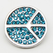 Full Crystal peace sign Alloy Metal Snap Button Jewelry Copper Snap Button Beads 2024 - buy cheap