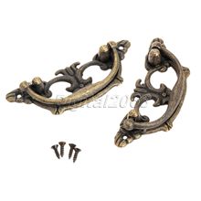 Tiradores de latón antiguo para puerta de armario de cocina, pomos decorativos para cajón de muebles, joyería y caja de madera, 2 uds. 2024 - compra barato