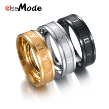 ELSEMODE 8 mm 316L Stainless Steel Wedding Band Ring Roman Numerals Gold Black Cool Punk Rings for Men Women Fashion Jewelry 2024 - купить недорого