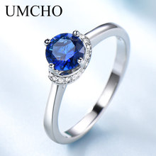 UMCHO-Anillo de boda de zafiro azul para mujer, joyería fina de plata sólida 925, regalo de aniversario, venta al por mayor 2024 - compra barato