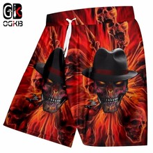 OGKB New Style Fashion Board Shorts Men's Funny Print Smoking Skull 3d Beach Short Swimshorts Man Hiphop Punk Mermuda Trousers 2024 - buy cheap