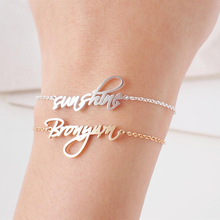 Custom Cursive Name Bracelet Femme Stainless Steel Jewelry Rose Gold Silver Chain Personalized Nameplate Pulsera Hombre 2024 - buy cheap