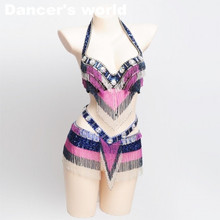 9 Colors Belly Dance Bra And Belt Suit Handmade Tassel Bra Suit Girls Belly Dance Set Women Nightclub Set Belly Dance Clothes 2024 - buy cheap