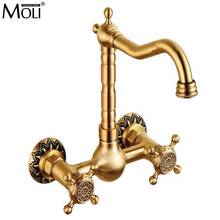 Wall Mounted Kitchen Faucet Antique Bronze Double Handle Kitchen Sink Faucets Hot and Cold Water Mixer Tap ML310 2024 - buy cheap