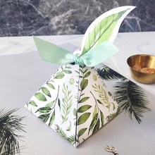 5pcs Green Triangular Pyramid flower leaves Paper Candy Box Gift Bag for country Wedding birthday Party baby bridal shower favor 2024 - buy cheap