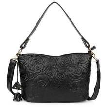 Purple/Red/Black/Blue Handbags For Women Messenger Bags Embossing Floral Ladies Shoulder Bag With Genuine Leather Luxury Purses 2024 - buy cheap