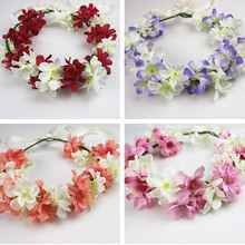 2016 Women Newest Wedding Headband Party Floral garlands with Ribbon Adjustable girls flower crown Flower Wreath Hair Band 2024 - buy cheap