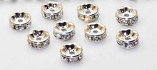 Free Shipping! 300pcs/Lot 8MM crystalAB Spacer Metal Silver Plated Rondelle Rhinestone Loose Beads fit bracelets! 2024 - buy cheap