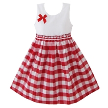 Sunny Fashion Vestido Menina Vermelho Tartan Sundress Crianças Roupas 2024 - compre barato