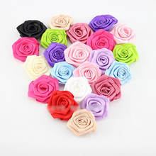 50pcs/lot 1.9" 12colors Mini Satin Ribbon Rose Flowers For Girls Hair Accessories Artificial Fabric Flowers For Kids Headbands 2024 - buy cheap