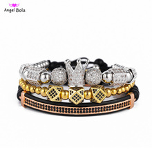 Crown Bracelet Men Charms Luxury Gold Macrame Beads Bracelets For Women Pulseira Masculina Braided Mens Bracelets 2019 2024 - buy cheap
