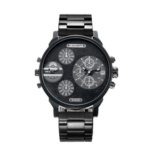 Reloj de cuarzo con carcasa grande para hombre, pulsera informal de acero inoxidable, color negro, resistente al agua, 52MM, elegante 2024 - compra barato