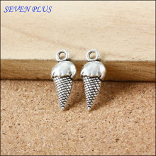 High Quality 20 Pieces/Lot 8mm*19mm Antique Silver Plated Jewelry Handmade Charm Ice Cream Cone Charms 2024 - buy cheap