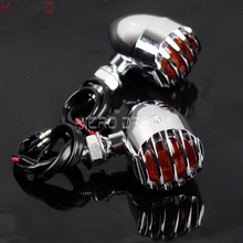 2 шт. мотоциклетные хромированные поворотные сигнальные индикаторы света на заказ Bullet Grill лампы-мигалки Для Harley Spftail Dyna Sportster Chopper 2024 - купить недорого
