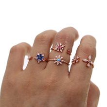 Hot Fashion Simple Open Design Leaf flower Ring Personality Female cute dainty cz Rings Wedding jewelry for Women drop shipping 2024 - buy cheap