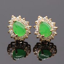 JINYAO Fashion Jewelry 13x11mm Water Drop Green Stone&AAA CZ Crystal Champagne Gold Color Spark Stud Earrings For Women 2024 - buy cheap
