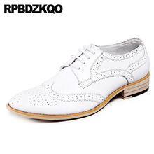 Derby Brand Office Men Wingtip Oxfords White Rubber Sole Dress Shoes Wedding Handmade Italian Formal Black Pointed Toe Brogue 2024 - buy cheap