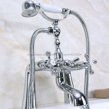 Deck Mounted Chrome Clawfoot Bathtub Faucet telephone style Bath Shower Water Mixer tap with Handshower Nna125 2024 - buy cheap