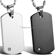 High Quality Free Chain Fashion Men's Tungsten Carbide Dog Tag Pendant Necklaces Punk Rock Style Jewelry Boys Men Gifts 2024 - buy cheap