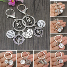 No Matter Where Best Friends Compass Love Heart Wings Keychain Keyring Sister of My Heart Pinky Swear Key Chain Key Ring 2024 - buy cheap
