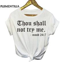 Puimentiua 2019 Womens Thou Shall Not  Tshirt Funny Letter Printed Short Sleeve Tee Femme Casual O Neck Outfits Tee Tops 2024 - buy cheap
