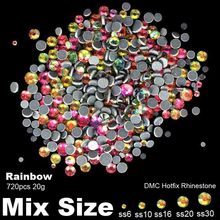 Hotfix Strass Rainbow Mixed Sizes SS6 SS10 SS16 SS20 SS30 720pcs Rhinestones Sticker For 3D Nails Art Backpack Design Decoration 2024 - buy cheap
