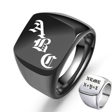 Anel de nome gravado personalizado, anel de aço inoxidável com letras sinete para homens e mulheres, presentes de casamento 2024 - compre barato