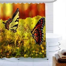 ShunQian Butterfly Custom Polyester Fabric Printing Shower Curtain Bathroom Waterproof With Hook Bath Curtain Gift 2024 - buy cheap