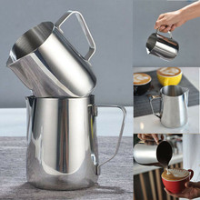 Jarra de leite de aço inoxidável, para cozinha, artesanato, café, latte, espuma, arte, jarro, copo 2024 - compre barato
