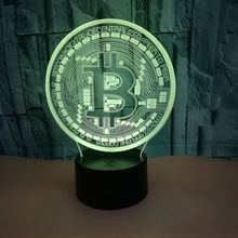 Bitcoin-Lámpara de escritorio Visual 3d, iluminación estereoscópica, fabricante táctil colorido, luz nocturna 3d, lámparas de mesa modernas para sala de estar 2024 - compra barato