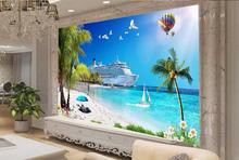 3d photo wallpaper custom 3d wall murals wallpaper murals seaside scenery ship coconut palm beach harbor background wall decor 2024 - buy cheap