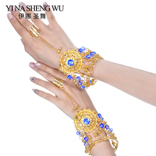 Belly Dance Indian Bollywood Jewelry Accessories With Rhinestones Bells 1 Pair Indian Jewelry Bracelet Belly Dancing Accessories 2024 - buy cheap