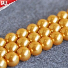 Nuevo para collar y pulsera de perlas de color dorado de 14mm regalos de bricolaje para mujeres niñas cuentas sueltas diseño de fabricación de joyas de 15 pulgadas 2024 - compra barato