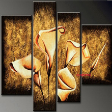 Hand Painted Picture On Canvas Abstract Oil Painting Lily Flower Paintings For Living Room Wall Decoration Craft Hang Paint 2024 - buy cheap